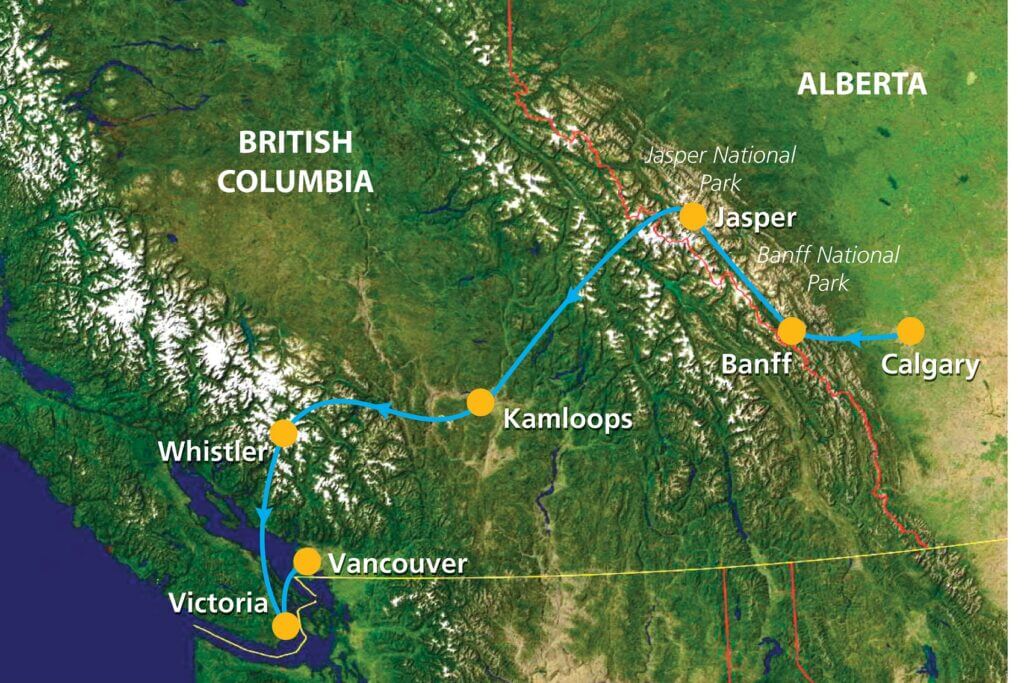 Route groepsreis Rockies Trail